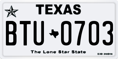 TX license plate BTU0703