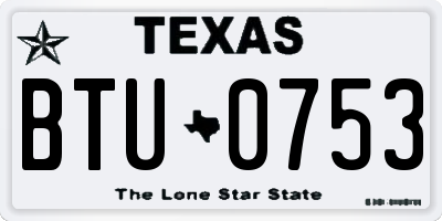 TX license plate BTU0753
