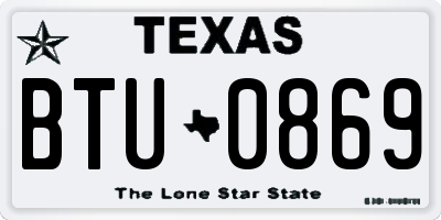 TX license plate BTU0869