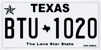 TX license plate BTU1020