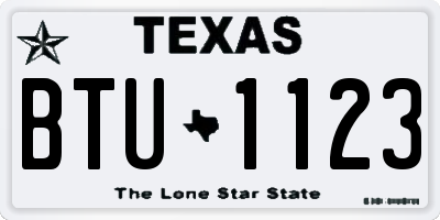 TX license plate BTU1123