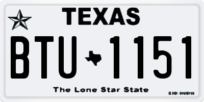 TX license plate BTU1151