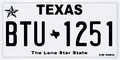 TX license plate BTU1251