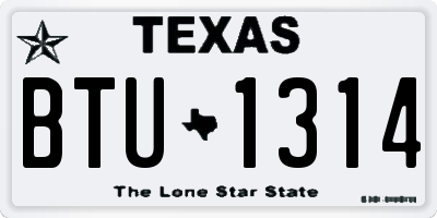 TX license plate BTU1314