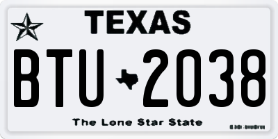 TX license plate BTU2038