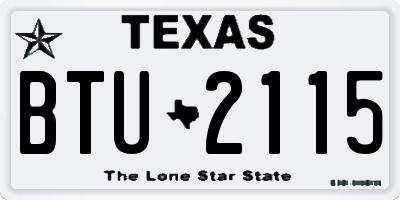 TX license plate BTU2115