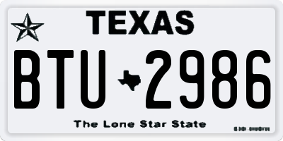 TX license plate BTU2986