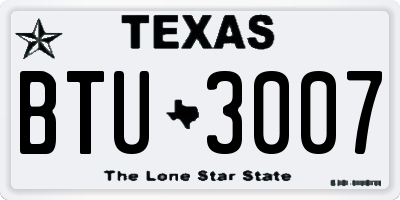 TX license plate BTU3007