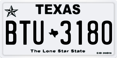 TX license plate BTU3180