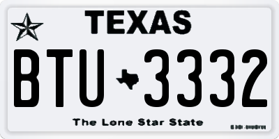TX license plate BTU3332