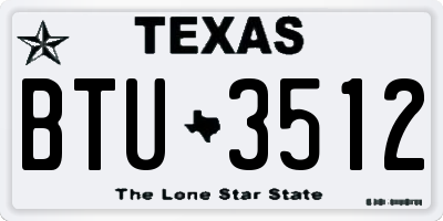 TX license plate BTU3512