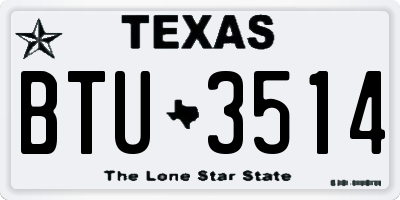 TX license plate BTU3514