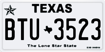 TX license plate BTU3523