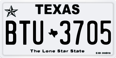 TX license plate BTU3705