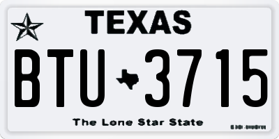 TX license plate BTU3715