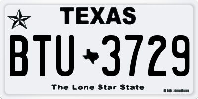 TX license plate BTU3729