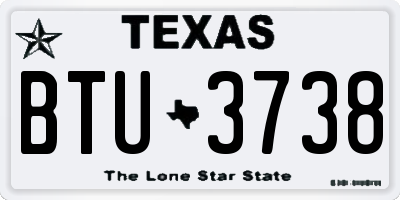TX license plate BTU3738