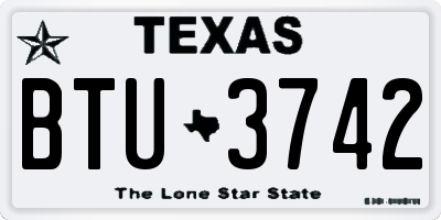 TX license plate BTU3742