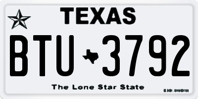 TX license plate BTU3792