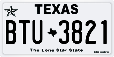 TX license plate BTU3821