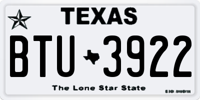 TX license plate BTU3922