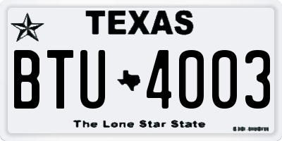 TX license plate BTU4003