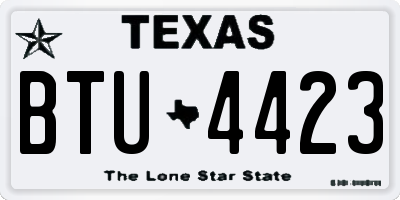 TX license plate BTU4423