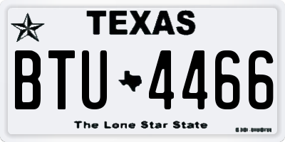 TX license plate BTU4466