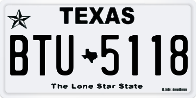 TX license plate BTU5118