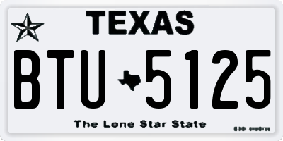 TX license plate BTU5125