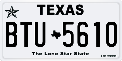 TX license plate BTU5610