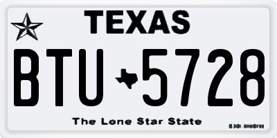 TX license plate BTU5728