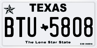 TX license plate BTU5808