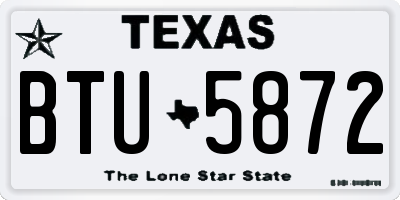 TX license plate BTU5872