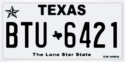 TX license plate BTU6421