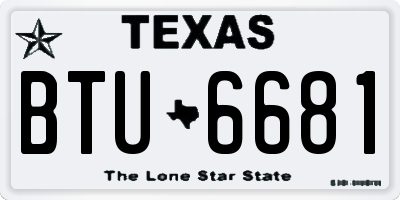 TX license plate BTU6681