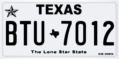 TX license plate BTU7012