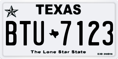 TX license plate BTU7123