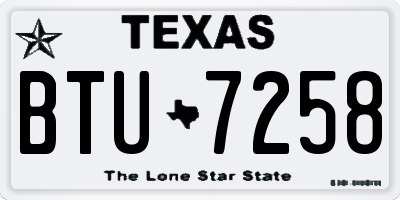 TX license plate BTU7258