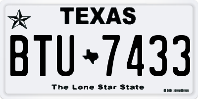 TX license plate BTU7433