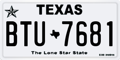 TX license plate BTU7681