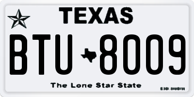 TX license plate BTU8009