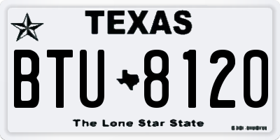 TX license plate BTU8120