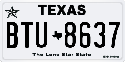 TX license plate BTU8637