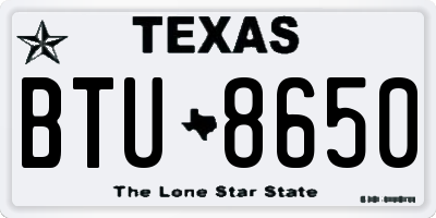 TX license plate BTU8650