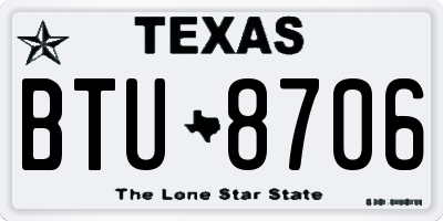 TX license plate BTU8706