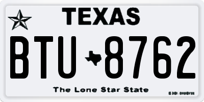 TX license plate BTU8762