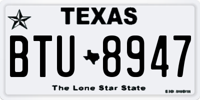 TX license plate BTU8947