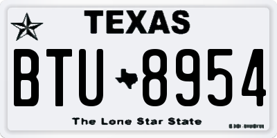 TX license plate BTU8954
