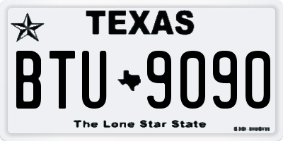 TX license plate BTU9090